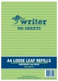 LOOSE LEAF REINFORCED REFILLS WRITER A4 7MM RULED PK500