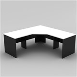 OM CORNER WORKSTATION W1800 x W1800 x D700 x H720MM WHITE CHARCOAL