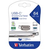 VERBATIM ON THE GO TYPE C TO USB DRIVE 64GB