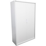 Go Steel Tambour Door Storage Cupboard Includes 5 Shelves 1981Hx1200Wx473mmD White