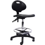 STUDENT LABORATORY STOOL MOULDED POLYURETHANE HEIGHT ADJUSTABLE BLACK
