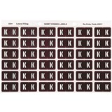 ALPHABETICAL COLOUR CODING LABEL SHEET K PK OF 180