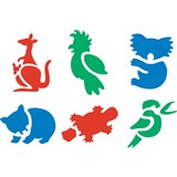 EC STENCIL AUSTRALIAN ANIMALS 190X190MM PACK OF 6