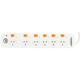 POWERPLUS POWERBOARD 6 OUTLET Individual Switch Surge O Load
