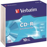 VERBATIM DATALIFE RECORDABLE CDR 80MIN 700MB 52X SLIM CASE PK10