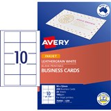 AVERY IJ39 BUSINESS CARDS IJet Leathergrain 200gsm White