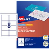 AVERY QUICK  CLEAN BUSINESS CARDS C3201525 8 PSHT INKJET MATTE PK200
