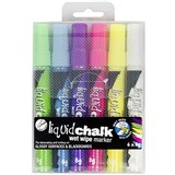 TEXTA LIQUID CHALK MARKERS Wet Wipe Assorted 45mm Bullet Nib Wallet 6