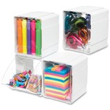 DEFLECTO INTERLOCKING TILT BIN White 4 units combined Pack of 4