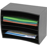 MARBIG WOODEN DESKTOP ORANISER HORIZONTAL 6 TIER BLACK