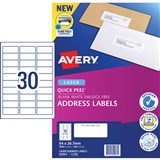 AVERY ADDRESS LASER LABELS L7158 30 LPSht 64x267mm B3000