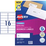 AVERYECO L7162 MAILING LABELS LASER 16 UP 991mm x 34mm box 320