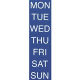 QUARTET MAGNETIC CALENDAR HEADINGS DAYS WHITE ON BLUE 50X25MM SET7
