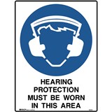 BRADY MANDATORY SIGN Hearing Protection 450x600mm Polypropylene