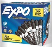 EXPO WHITEBOARD MARKERS CHISEL BLACK BX36