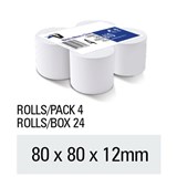 80 X 80 X 12MM THERMAL ROLL ACORN SINGLES 188346 CALC REG 24 SINGLE ROLLS TO ONE BOX