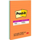 POSTIT 5845SSUC SUPER STICKY ULTRA 127X203MM ENERGY BOOST RULED LINED PACK OF 4