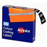 ALPHABETICAL COLOUR CODING LABELS  S  BOX OF 500 BX500
