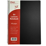 STAT NOTEBOOK A4 7MM RULED 60GSM BLACK LECTURE PP COVER 140 PAGES