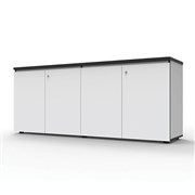 Infinity Swing 4 Door Storage Cupboard 730Hx1800Wx450mmD Natural White with Black Edge
