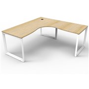 Deluxe Loop Corner Desk 1800Wx1800Wx750D Oak Top White Frame