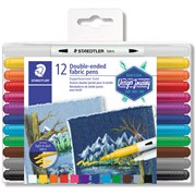 STAEDTLER DOUBLE ENDED MARKERS FABRIC ASSORTED WALLET OF 12