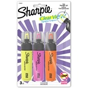 SHARPIE CLEAR VIEW TANK HIGHLIGHTER MARKER SEE THROUGH CHISEL TIP ASSORTED PACK OF 3