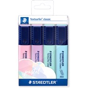 STAEDTLER TEXTSURFER CLASSIC HIGHLIGHTER CHISEL 15MM PASTEL ASSORTED WALLET OF 4