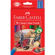 FABERCASTELL CLASSIC COLOUR PENCILS AND SHARPENER ASSORTED PACK OF 36