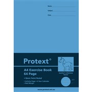 PROTEXT EXERCISE BOOK A4 8MM RULED 70GSM 64 PAGE RED MARGIN HORSE