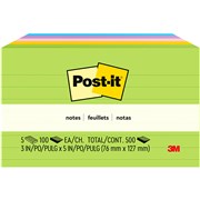 POSTIT NOTES ULTRA COLOUR LINED ASSORTED 6355AU 73X123MM PK5 70006847605