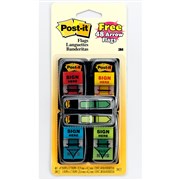 POSTIT 680SH4VA FLAGS Sign Here 50x4 RED YELLOW BLUE GREEN