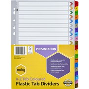 A4 DIVIDERS AZ REINFORCED MYLAR TAB MULTI COLOUR