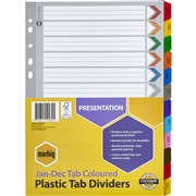 A4 DIVIDERS JANDEC REINFORCED MYLAR TAB MULTI COLOUR