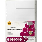 A4 PVC 15 DIVIDER NUMBERED GREY 35100 6205 SET