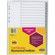 A4 PVC 120 DIVIDERS MARBIG 35130 ACO35130 GREY  SET