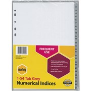 A4 MARBIG PVC 154 DIVIDERS 35140 ACO35140 GREY SET