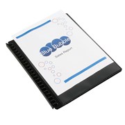 A4 MARBIG DISPLAY BOOK BLACK REFILLABLE 20 POCKET WITH WITH INSERT FRONT COVER