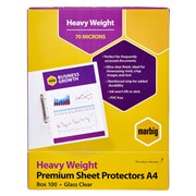 MARBIG HEAVY DUTY A4 SHEET PROTECTORS 70 MICRON BOX 100