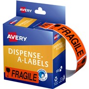 AVERY DISPENSER LABELS PRINTED FRAGILE DMR1964FR 19X64MM PK250