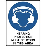 BRADY MANDATORY SIGN Hearing Protection 450x600mm Polypropylene