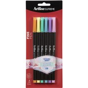 ARTLINE SUPREME FINELINER PENS 04MM PASTEL ASSORTED COLOURS PACK OF 6