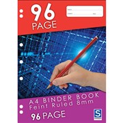 SOVEREIGN A4 BINDER BOOK 8MM RULED 96 PAGE